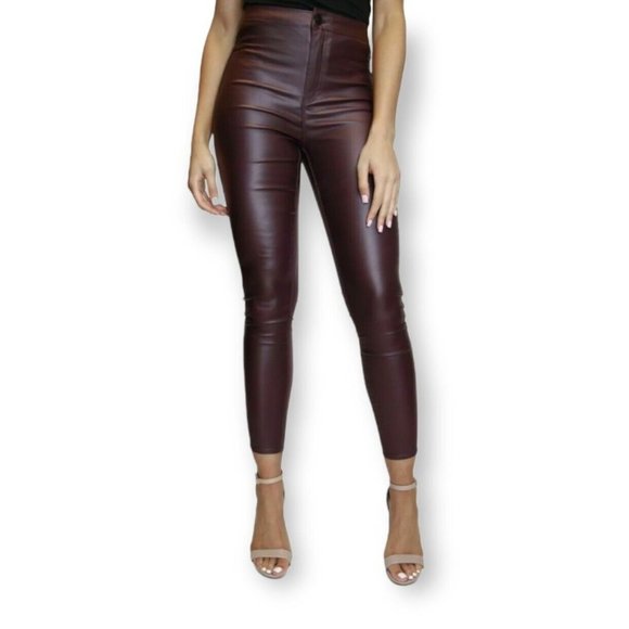 Almost Famous Denim - Almost Famous Pinot Juniors' Coated High-Rise Skinny Pants Size 0 / 23x27